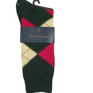 New Brooks Brothers Socks!  Green With Red & Yellow Argyle  Made in England UK